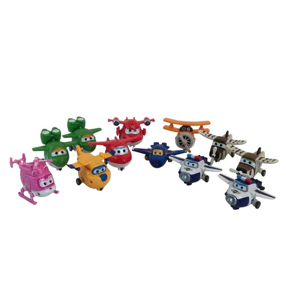 Super Wings Transforming 2" Action Figures Lot of 12 Airplane Jet Helicopter Toy - Picture 1 of 16